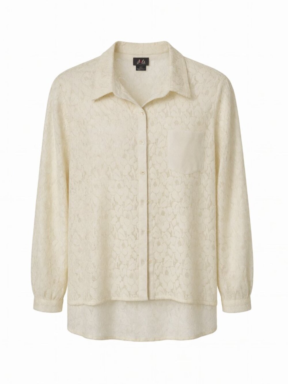 Dots Women's Lace Button-Up Blouse XL Ivory